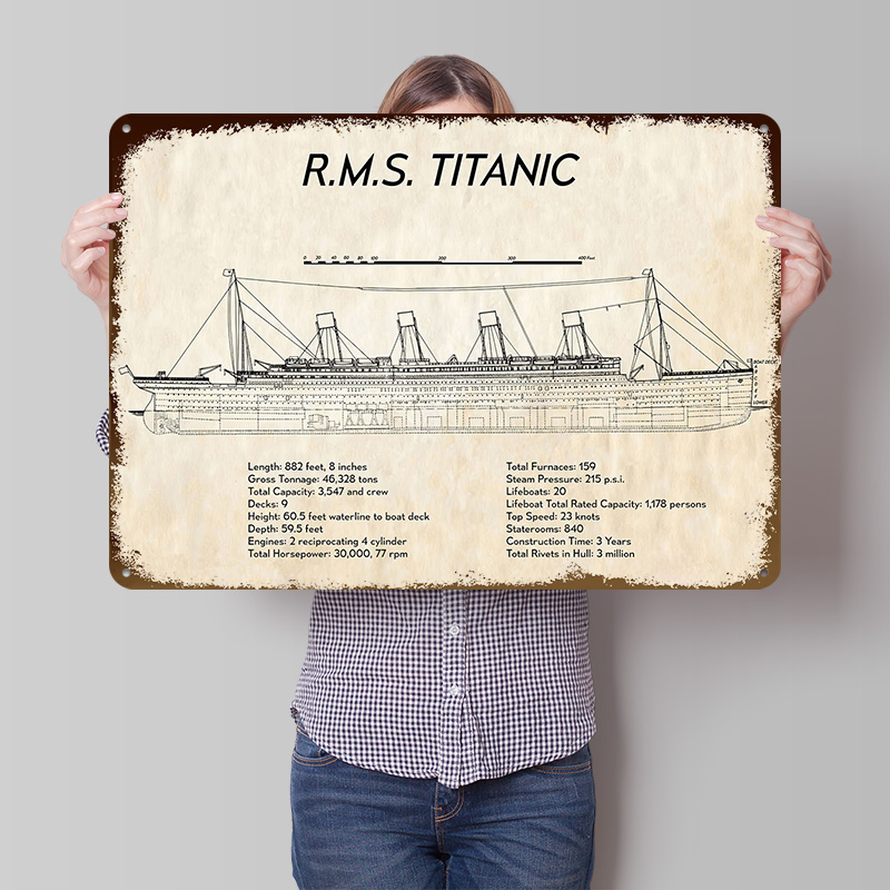 Tech Room Accessories - لوحة معدنية مخصصة بتصميم RMS TITANIC