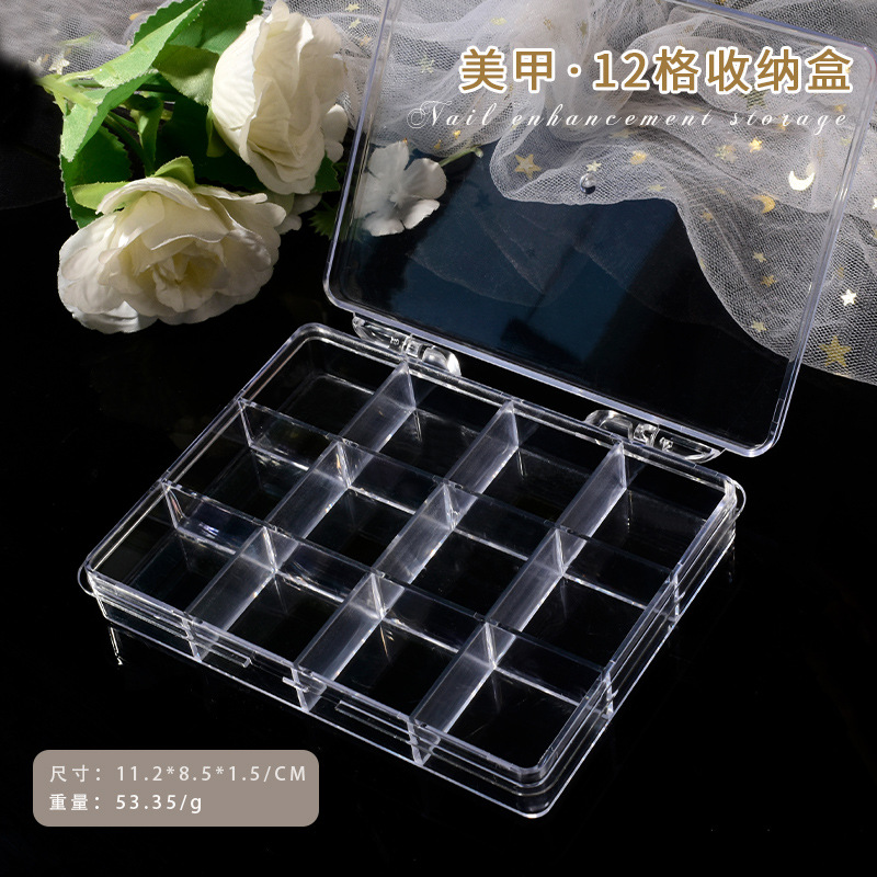 Nail Tech Accessories - صندوق منظم بلاستيك فارغ شفاف ،