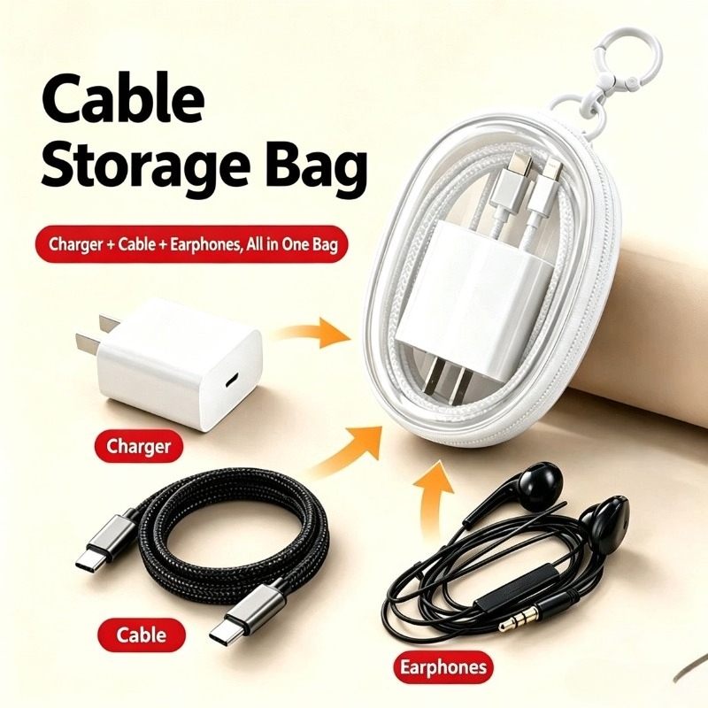 Cable Organizer Bag - حقيبة تخزين محمولة مقاومة للماء للكابلات،