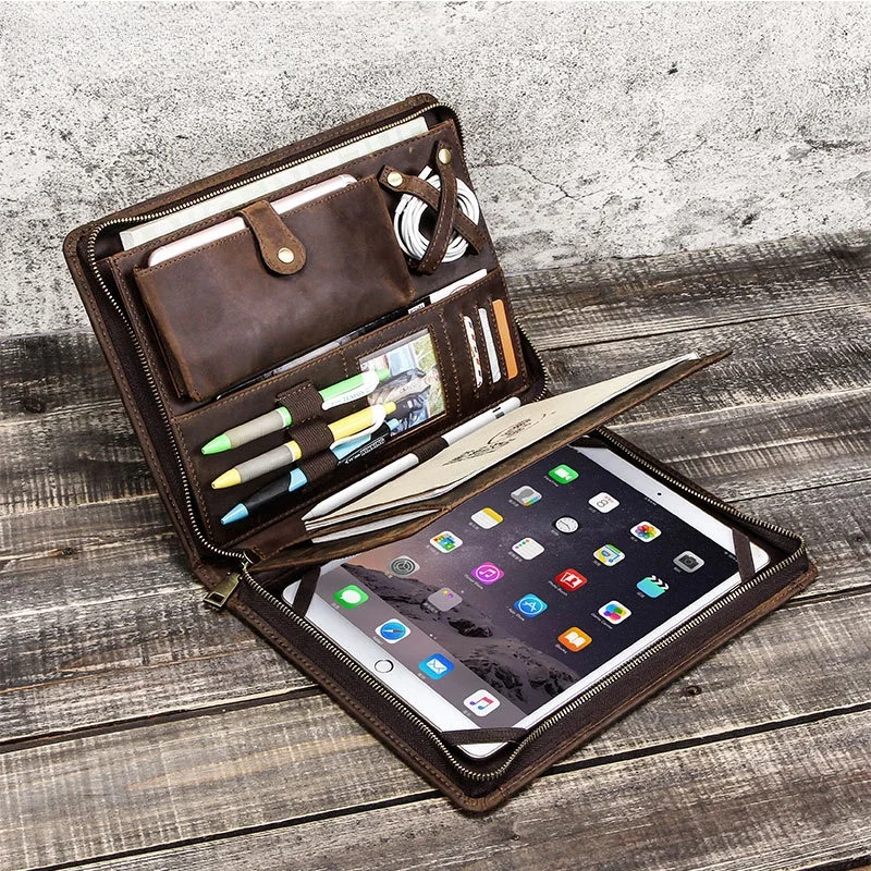 Tech Accessories For Ipad - حقيبة تخزين جلدية للكمبيوتر اللوحي لجهاز