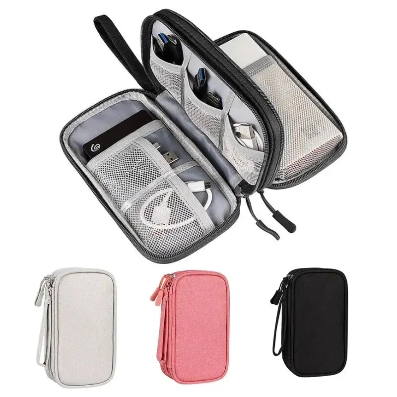 Cable Organizer Bag - حقيبة تنظيم السفر الجديدة باللون الرمادي/الأسود/الوردي/الكحلي،